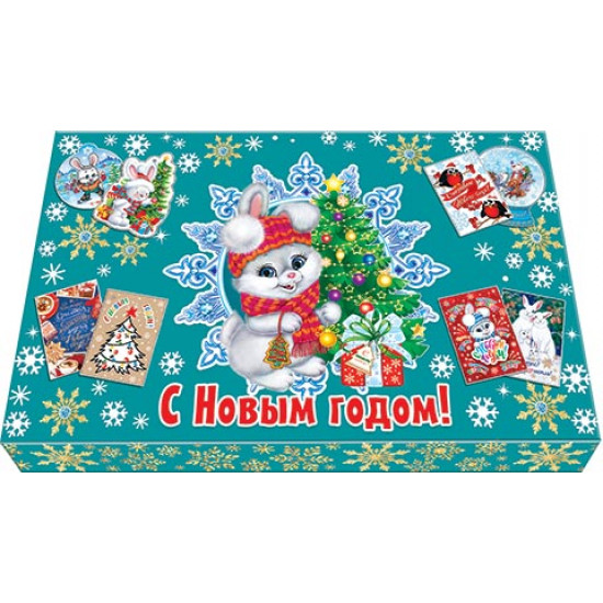 Коробка новогодних подвесок (год Кролика)
