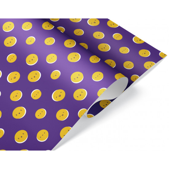Упаковочная бумага 80гр (0,7*1 м) Смайлики, Сиреневый, 10 шт.