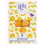 Свечи Чайные (в гильзе), Апельсин, 3,9 см, 6 шт.