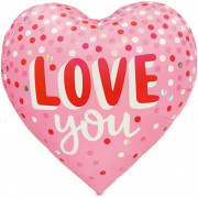 Шар (63''/160 см) Сердце, Люблю Тебя, Светло-розовый, 1 шт. в уп.