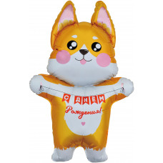 Шар (41''/104 см) Фигура, Корги на День Рождения, 1 шт. в уп.