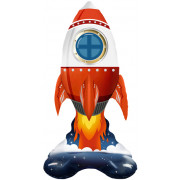 Шар 3D (35''/89 см) Фигура на подставке, (воздух) Ракета, 1 шт. в уп.