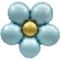 Шар (18''/46 см) Цветок, Ромашка (надув воздухом), Голубой, Сатин, 1 шт. в уп.