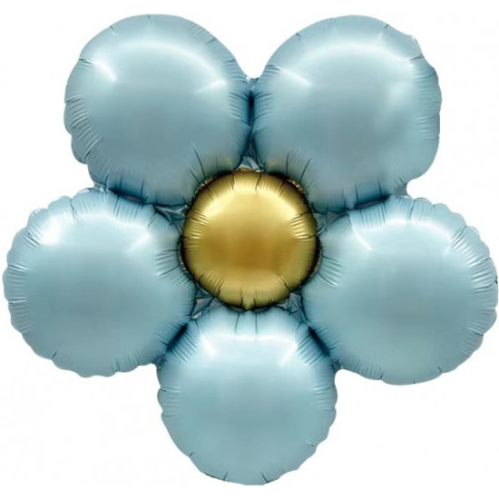 Шар (18''/46 см) Цветок, Ромашка (надув воздухом), Голубой, Сатин, 1 шт. в уп.