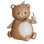 Шар (39''/99 см) Фигура, Мишка с кексиком, Коричневый, Сатин, 1 шт. в уп.
