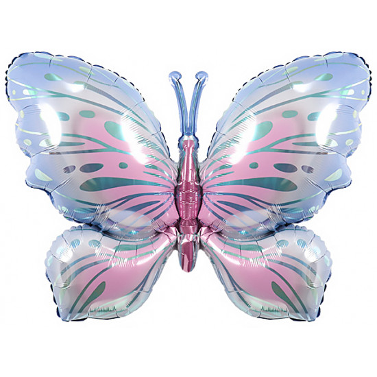 Шар (40''/102 см) Фигура, Воздушная бабочка, Голубой/Розовый, 1 шт. в уп.