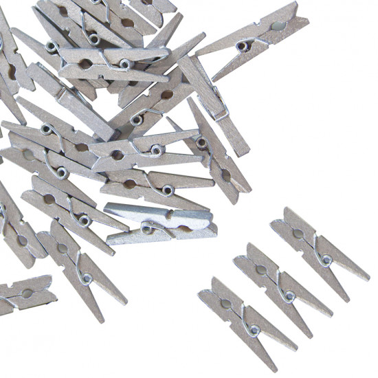 Декоративные прищепки, 3 мм, Серебро, 24 шт.