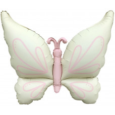 Шар (37''/94 см) Фигура, Нежная бабочка, Кремовый, Сатин, 1 шт. Шар (37''/94 см) Фигура, Нежная бабочка, Кремовый, Сатин, 1 шт.