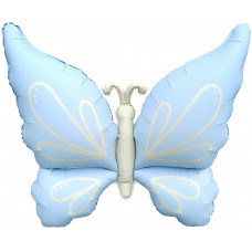 Шар (37''/94 см) Фигура, Нежная бабочка, Голубой, Сатин, 1 шт.