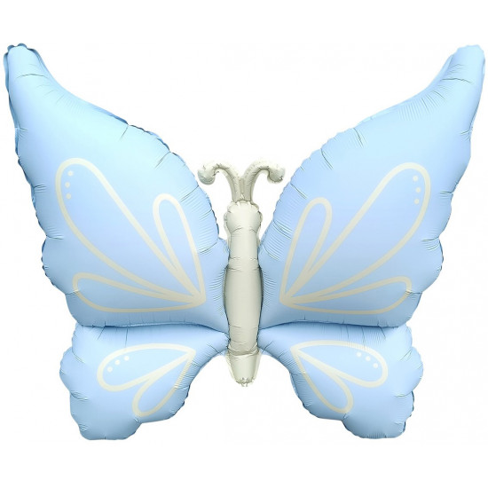 Шар (37''/94 см) Фигура, Нежная бабочка, Голубой, Сатин, 1 шт.