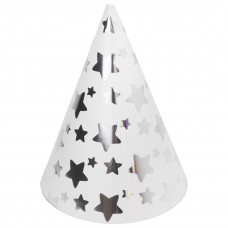Колпаки, Звезды Микс, Белый/Серебро, Металлик, 16 см, 6 шт. в упак.