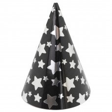 Колпаки, Звезды Микс, Черный/Серебро, Металлик, 16 см, 6 шт. в упак.