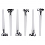 Карнавальные язычки гудки, Шумчики, Белый/Серебро, 11 см, 6 шт. в упак.