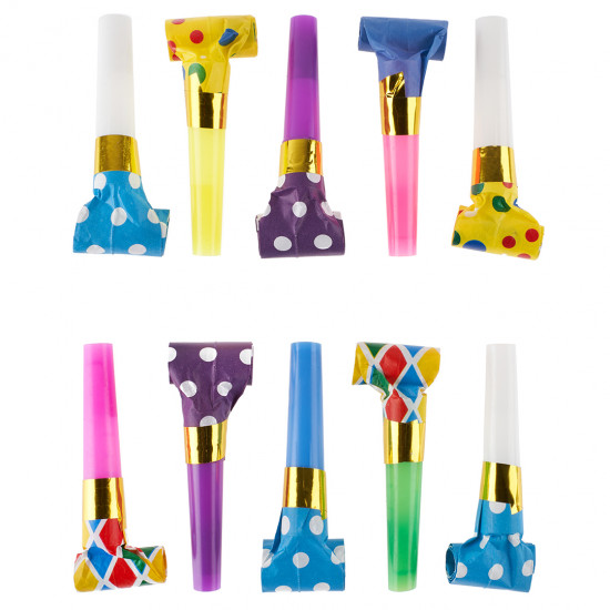 Карнавальные язычки гудки, Яркий микс, Ассорти, 6 см, 10 шт. в упак.