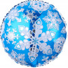 Шар (18''/46 см) Круг, Снежинки, Голубой, 1 шт. в уп.