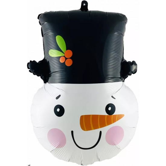 Шар (23''/58 см) Фигура, Голова, Снеговик в цилиндре, 1 шт.