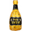 Шар (38''/97 см) Фигура, Бутылка Шампанское, С Новым Годом! (бокалы), Золото, 1 шт.