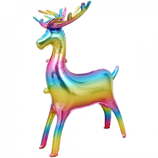 Шар 3D (32''/81 см) Фигура (воздух) Олень, Радужный, Градиент, 1 шт.