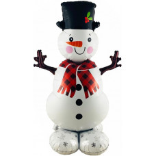 Шар 3D (43''/109 см) Фигура на подставке (воздух) Снеговик, 1 шт. в уп.