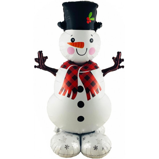 Шар 3D (43''/109 см) Фигура на подставке (воздух) Снеговик, 1 шт. в уп.