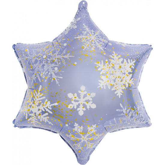 Шар (19''/48 см) Фигура, Снежинка, Морозные искры, Голубой/Золото, 1 шт. в уп. Шар (19''/48 см) Фигура, Снежинка, Морозные искры, Голубой/Золото, 1 шт. в уп.