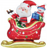 Шар 3D (46''/117 см) Фигура, Дед Мороз на санях с подарками, (воздух)
