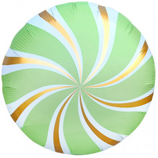 Шар (18''/46 см) Круг, Леденец, Мятный/Золото, Сатин, 1 шт.