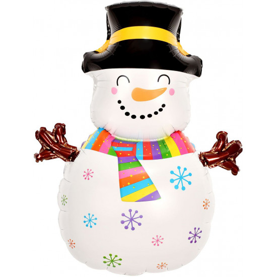 Шар (34''/86 см) Фигура, Снеговик в ярком шарфе, 1 шт. в уп.