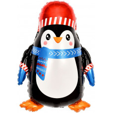 Шар (28''/71 см) Фигура, Пингвин в шапочке, 1 шт. в уп.