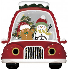 Шар (22''/56 см) Фигура, Новогодний автомобильчик, 1 шт. в уп.