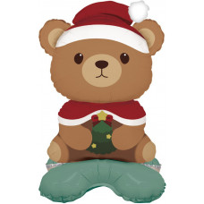 Шар 3D (25''/64 см) Фигура на подставке (воздух) Новогодний мишка Шар 3D (25''/64 см) Фигура на подставке (воздух) Новогодний мишка