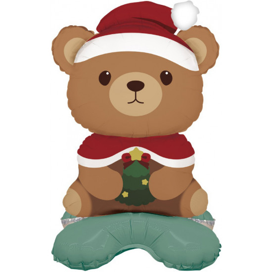Шар 3D (25''/64 см) Фигура на подставке (воздух) Новогодний мишка Шар 3D (25''/64 см) Фигура на подставке (воздух) Новогодний мишка