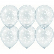 Шар (12''/30 см) Искры снежинок, Прозрачный, кристалл, 5 ст, 25 шт.