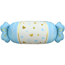 Шар (34''/86 см) Фигура, Конфета, Сердечки, Голубой, Сатин, 1 шт. в уп