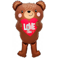 Шар (30''/76 см) Фигура, Мишка с сердцем, 1 шт. в уп.