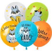 Шар (12''/30 см) Енотики, Ассорти, пастель, 1 ст, 25 шт.