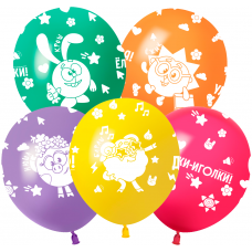 Шар (12''/30 см) Смешарики, Ассорти, пастель, 5 ст, 25 шт.