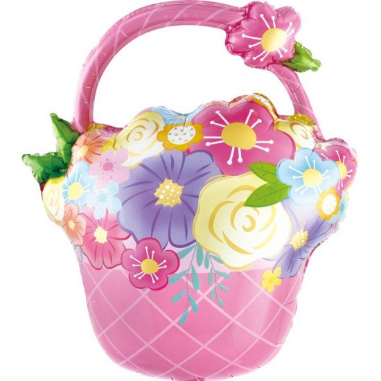 Шар (27''/69 см) Фигура, Цветочная корзинка, Розовый, 1 шт. в уп.