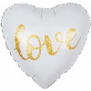 Шар (18''/46 см) Сердце, Любовь, Белый/Золото, 1 шт. в уп.