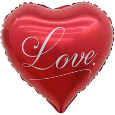 Шар (18''/46 см) Сердце, Любовь, Красный, 1 шт. в уп.
