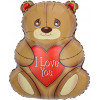 Шар (27''/69 см) Фигура, Мишка с сердцем, 1 шт