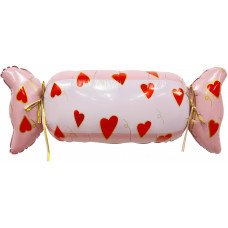 Шар (41''/104 см) Фигура, Конфета Сердечки, Розовый, 1 шт. в уп.