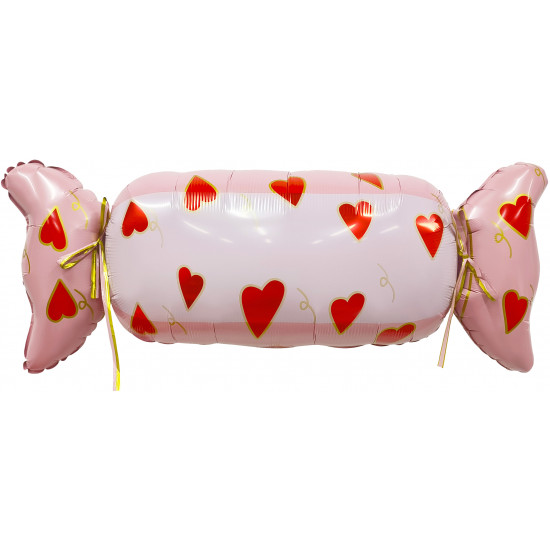 Шар (41''/104 см) Фигура, Конфета Сердечки, Розовый, 1 шт. в уп.