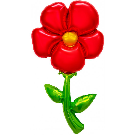 Шар (43''/109 см) Цветок, надув воздухом, Красный, 1 шт. в уп.
