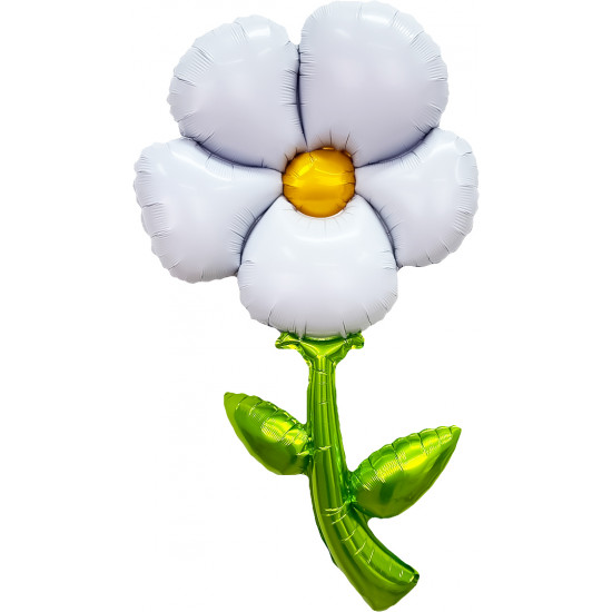Шар (43''/109 см) Цветок, надув воздухом, Белый, 1 шт. в уп.