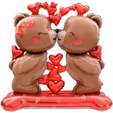 Шар 3D (59''/150 см) Фигура на подставке, Влюбленные мишки, 1 шт. в уп.