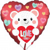 Шар (18''/46 см) Сердце, Мишка с сердцем, 1 шт. в уп.