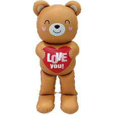Шар (61''/155 см) Фигура 3D, Мишка с сердцем, 1 шт. в уп.