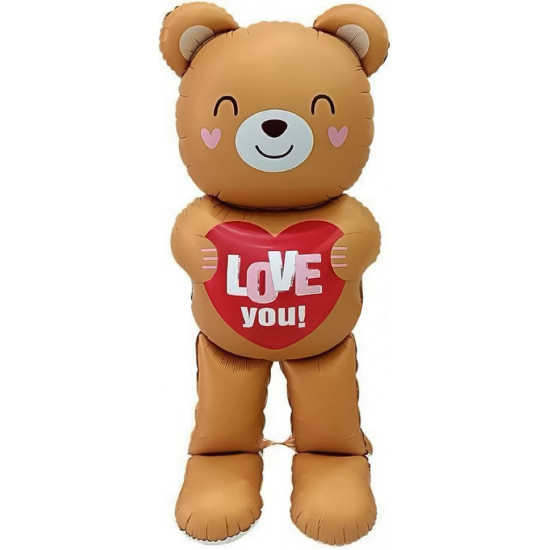 Шар (61''/155 см) Фигура 3D, Мишка с сердцем, 1 шт. в уп.
