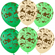 Шар (12''/30 см) Камуфляж, Ассорти, пастель, 5 ст, 25 шт.